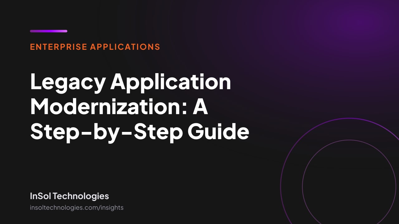 Cover reading Legacy Application Modernization: A Step-by-Step Guide, InSol Technologies